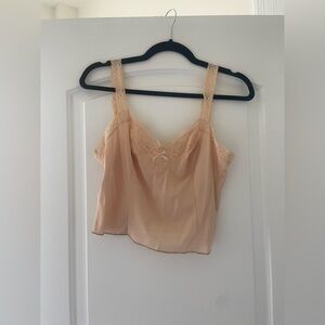 Vintage Reformation Lace Trimmed Beige Cami Top